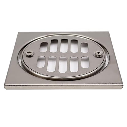 Westbrass R313-07 4-1/4" Brass Shower Tile Square with 3-1/2" OD Round Strainer Grid Drain Cover, Satin Nickel - color: Satin Nickel, size: 1-Pack