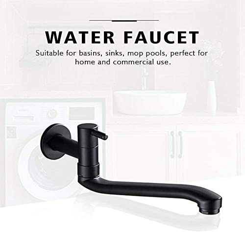 Wall-Mounted Black Cold Water Faucet Washing Machine Mop Pool Garden Taps (31cm) - size: 31cm