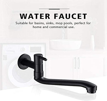 Wall-Mounted Black Cold Water Faucet Washing Machine Mop Pool Garden Taps (31cm) - size: 31cm