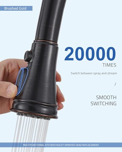 Kitchen Faucet Replacement Spray Head - with 15 Adapters, Oil Rubbed Bronze | Pull Down Kitchen Sink Faucet Sprayer Head, 3-Function Nozzle Stream/Spray/Blade, Easy to Install, Compatible with Moen Delta - color: Oil Rubbed Bronze