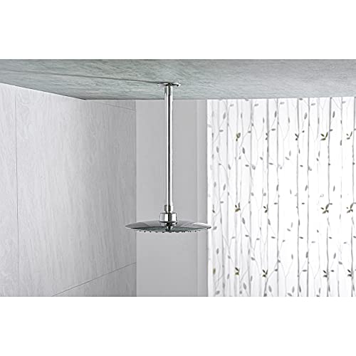 12 Inch Chrome Ceiling Mounted Shower Arm for Rain Shower Head | Shower arm and flange - color: Polished Chrome, size: 12 Inches