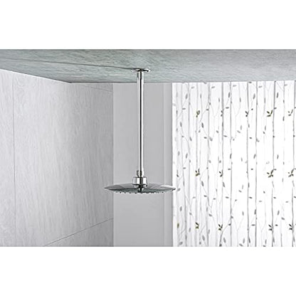12 Inch Chrome Ceiling Mounted Shower Arm for Rain Shower Head | Shower arm and flange - color: Polished Chrome, size: 12 Inches