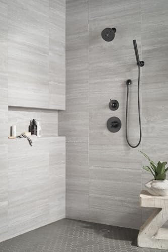 Delta Faucet Trinsic Single Spray Wall-Mount Hand Shower, Hand Held Shower with Hose, Black Handheld Shower Head, Slide Bar Hand Shower, Handheld Shower, Matte Black 55085-BL - color: Matte Black