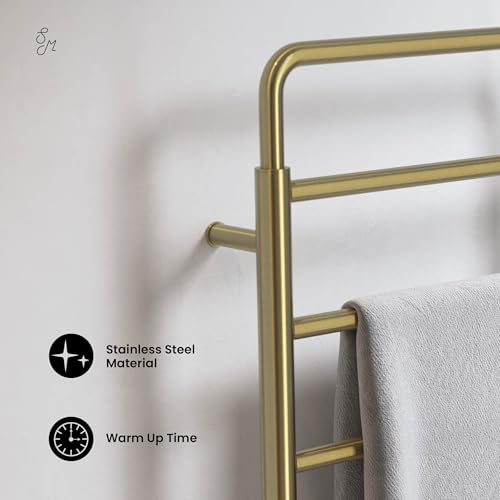 Swiss Madison Ivy 8-Bar Electric Towel Warmer Heated Towel Racks for Bathroom in Brushed Gold - color: Gold