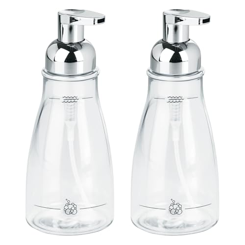 iDesign Refillable Foaming Dispenser for Kitchen or Bathroom Vanity-Set of 2-Clear/Chrome soap Pump - color: Clear/Chrome, style: Pack of 2
