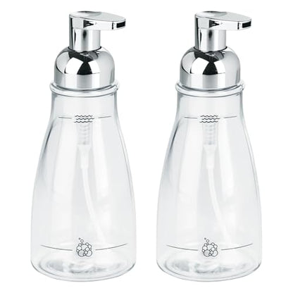 iDesign Refillable Foaming Dispenser for Kitchen or Bathroom Vanity-Set of 2-Clear/Chrome soap Pump - color: Clear/Chrome, style: Pack of 2