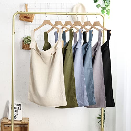 Linen Hanging Laundry Bag, 100% Linen Over The Door Laundry Hamper with Buttons and Zipper, Space Saving Door Hampers for Laundry Dirty Clothes Home Travel, Linen - color: Linen