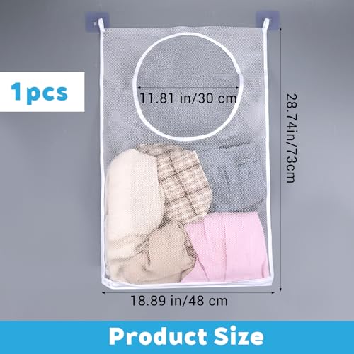 Portable Hanging Laundry Hamper, 28.74 X 18.89 Inches, Over the Door Laundry Basket, Wall Mounted Mesh Laundry Hamper, Large Foldable Laundry Bag for Dirty Clothes Storage, Door, Caravan, Bathroom