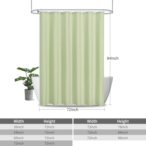 Extra Long Fabric Shower Curtain with Waterproof Layer,72x84,Green | 2-in-1 Design,Linen Textured,100% Waterproof TPU-Laminated Backing,Magnetic Weighted,Machine Washable,For Bathroom,Hotel - color: Green, size: 72"W x 84"L (Pack of 1)