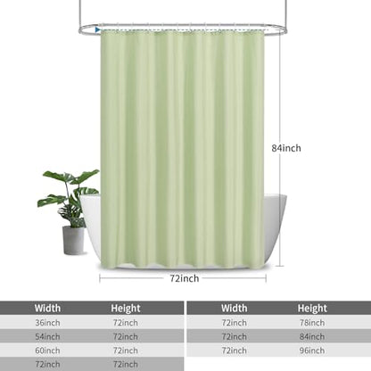 Extra Long Fabric Shower Curtain with Waterproof Layer,72x84,Green | 2-in-1 Design,Linen Textured,100% Waterproof TPU-Laminated Backing,Magnetic Weighted,Machine Washable,For Bathroom,Hotel - color: Green, size: 72"W x 84"L (Pack of 1)