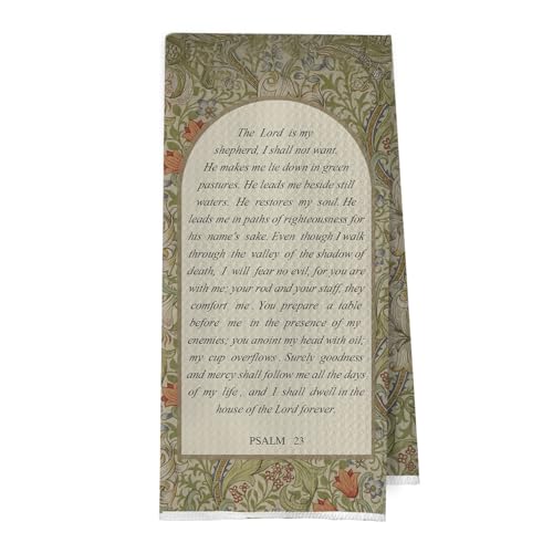 Vintage Christian Kitchen Towels - Grandmillennial Floral Decorative Waffle Dish Towels, Religious Bible Verse Hand Towel, Christian Gifts Tea Towel, 16×24 Inches - color: Christian- 13