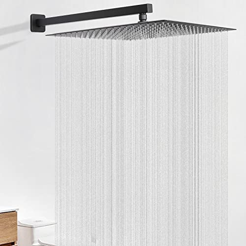 Shower Arm, Rain Shower Head Extension Extender, With Flange and Teflon Tape, Made of Thicken Stainless Steel for Bathroom Rainfall Shower (20 Inch, Matte Black) - color: Matte Black, style: 20 Inch