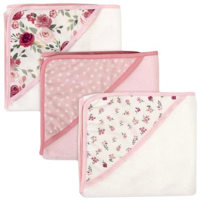Hooded Baby Bath Towel and Washcloth 6 Piece Set for Newborns, Infants & Toddlers, Boys & Girls Baby Hooded Towels Set (Roses & Blossoms) - color: Roses & Blossoms