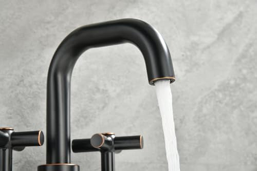 Two Handle Lavatory Faucet 4-inch Centerset Bathroom Sink Faucets with Drain Assembly for 3 Hole Sink Oil Rubbed Bronze Finish DF-4303CCH-ORB Duttao - color: Oil Rubbed Bronze