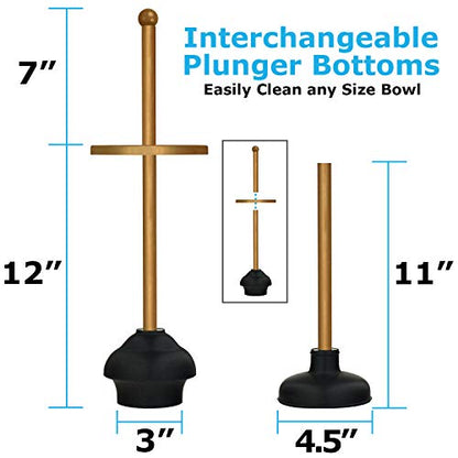 Blue Donuts Toilet Brush and Plunger Set with Holder, Modern Gold Bathroom Accessories Toilet Plunger and Toilet Bowl Brush Combo - color: Gold