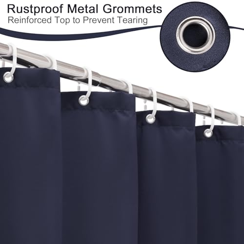 AooHome Solid Navy Blue Shower Curtain, Fabric Weighted Hem Shower Liner with Hooks, Reinforced Metal Grommets, Water Repellent, 72 Width x 75 Height inch - color: Navy Blue, size: 72"W x 75"L (Pack of 1)