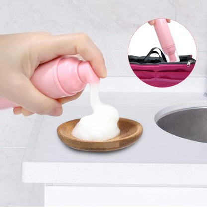 50 Pack 2 oz Foam Pump Bottles, Refillable Soap Dispenser, Daily Use | Pink foam pump bottle for diluted liquid soap, facial cleanser, body wash, shampoo, bathroom, kitchen, vanity and travel use