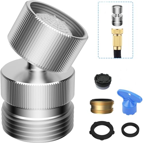 Metal Swivel Faucet Adapter, Sink Faucet to Garden Hose Adapter, Chrome | Hose to Sink Faucet Aerator Adapter, Flexible Hose Kink Protector 55/64 Inch Female Thread, Extra 15/16" Male Adapter