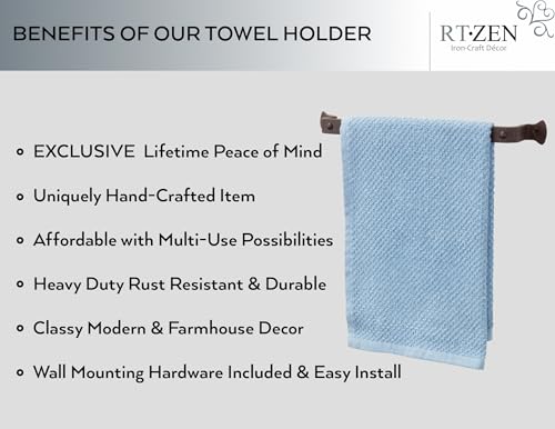 Matte Black Hand Towel Holder for Your Bathroom, Fits 10" Towels | Handcrafted Farmhouse Wrought Iron Metal, Kitchen Bar, Wall Mounted Rack, Small Hand Cloth Bar Hanger for Home or Office - style: Hammer-Nail