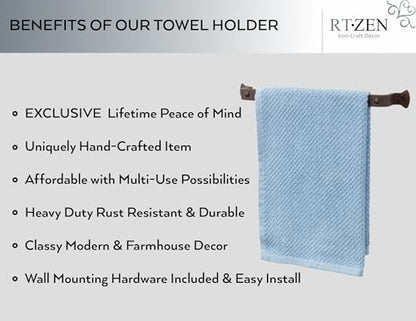 Matte Black Hand Towel Holder for Your Bathroom, Fits 10" Towels | Handcrafted Farmhouse Wrought Iron Metal, Kitchen Bar, Wall Mounted Rack, Small Hand Cloth Bar Hanger for Home or Office - style: Hammer-Nail