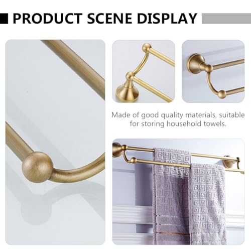 Brass Double Towel Bar Wall-Mounted Rack 55cm Antique Finish Bathroom Storage Holder Bathroom Towel Shelf Home Rack