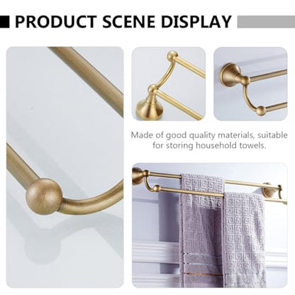Brass Double Towel Bar Wall-Mounted Rack 55cm Antique Finish Bathroom Storage Holder Bathroom Towel Shelf Home Rack