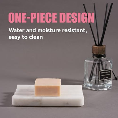 2 Pcs Marble Soap Holder, Soap Dish for Shower, Bathroom, Kitchen, Multi-Function Bar Soaps Holder, Soaps Saver with Water Ripple Design, Soap Tray(Namib Fantasy) - color: Namib Fantasy