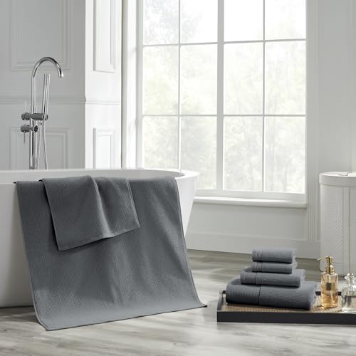 Modern Threads Waffle-Rib 6-Piece Towel Set – Premium Cotton Bath Towels, Ultra-Absorbent & Soft, Elegant Waffle Texture for Bathroom & Spa, Carbon - color: Carbon