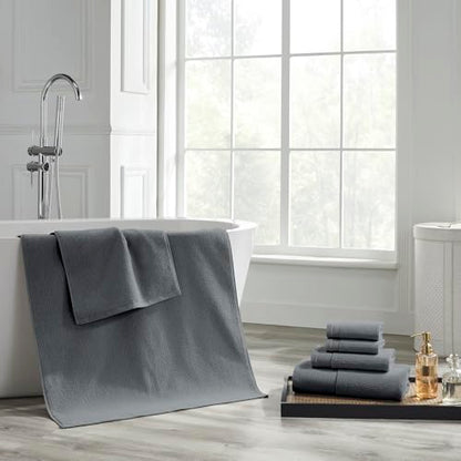 Modern Threads Waffle-Rib 6-Piece Towel Set – Premium Cotton Bath Towels, Ultra-Absorbent & Soft, Elegant Waffle Texture for Bathroom & Spa, Carbon - color: Carbon