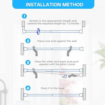 Tension Rod 16 to 26 Inch Adjustable Curtain Rod No Drilling Black Tension Curtain Rod Spring Tension Curtain Rod for Bookshelf Diy Projects Kitchen Cupboard Bathroom Wardrobe 2PCS - color: Black, size: 16-26 inch 2pcs