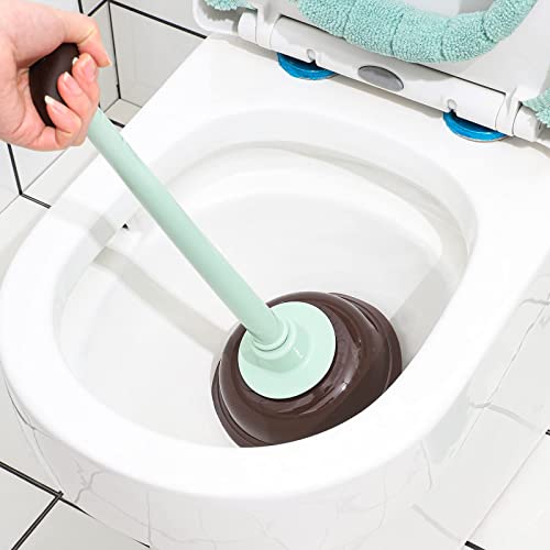 Cq acrylic Toilet Brush and Plunger Set,Green 3 in 1 Bathroom Scrubber Plunger and Angled Toilet Bowl Brush & Scrubber Combo with Holder and Rim Cleaner for Camper,Rv,Apartment,New Home,Set of 1