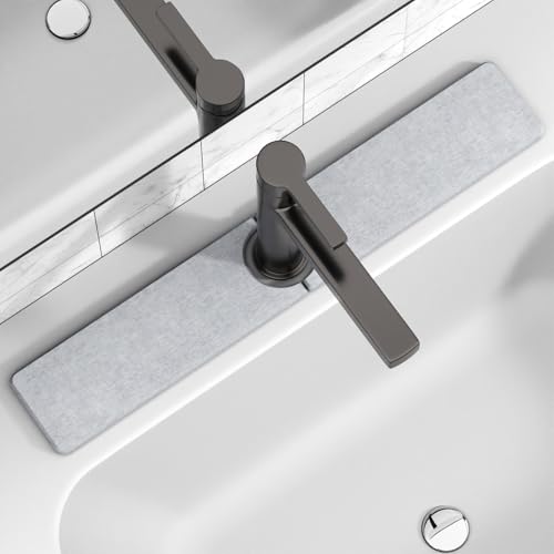 Premium Stone Faucet Mat for Kitchen Sink, 23.6" x 4" Light Gray | Quick Drying & Water Absorbent, Sink Splash Guard Tray for Prevents Moisture Buildup - color: Light Gray, size: 23.6" x 4"