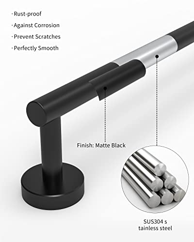 RARXTR 18 Inches Matte Black Towel Bar for Bathroom Kitchen Hand Towel Holder Dish Cloths Hanger SUS304 Stainless Steel RUSTPROOF Wall Mount (Matte Black 18-inch) - color: Matte Black, size: 16 inch(Center to Center)