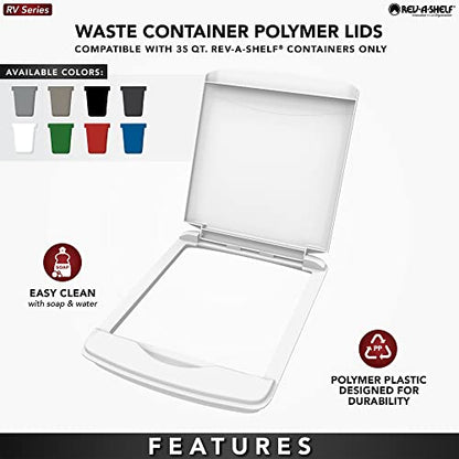 Rev-A-Shelf 35 Qt Under Sink Garbage Can Lid for Base Kitchen and Bathroom Cabinet, Replacement Plastic Trash Bin Lid Only, Blue, RV-35-LID-22-1-40 - color: Blue, size: 35 QT