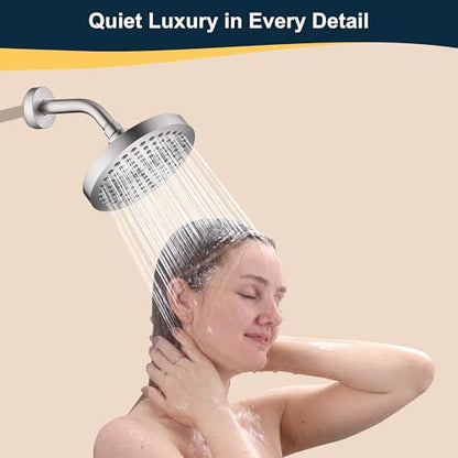 BRIGHT SHOWERS 6 Inch Brass Shower Arm with Flange Shower Pipe Arm for Wall Mount Fixed and Handheld Shower Head, Brushed Nickel - color: Brushed Nickel, style: Basic 6 Inch