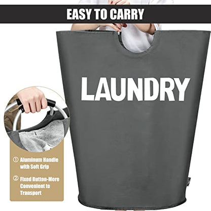 DOKEHOM 160L XX-Large Laundry Basket (7 Colors), Collapsible Laundry Bag, Foldable Laundry Hamper, Folding Washing Bin (Dark Grey, XXL) | Freestanding tall washing bin & foldable laundry bag. Extra large clothes storage basket with durable sturdy handles