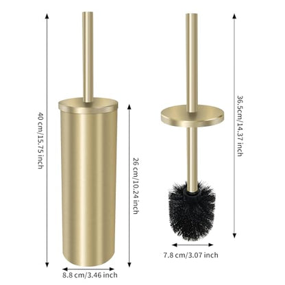 Stainless Steel Toilet Brush with Holder Set for Bathroom Storage and Organization Toilet Bowl Cleaner Brush and Holder (1, Gold) - color: Gold