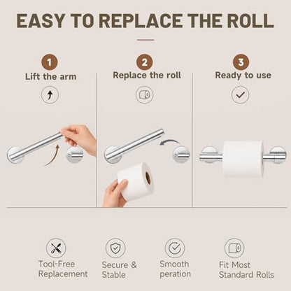 Toilet Paper Holder and Hand Towel Ring Bathroom Set | Chrome,Stainless Steel,Wall Mount,Bathroom Accessories,Hand Towel Ring and Toilet Paper Holder Set,Easy to install,Durable - color: Polished Chrome
