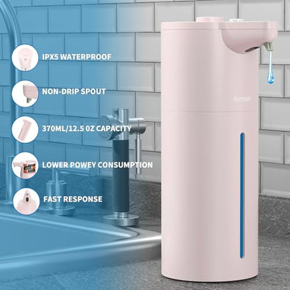 Automatic Soap Dispenser Touchless, Modern, Kitchen & Bathroom, Hands-Free, Adjustable Volume, Long Battery Life, Compatible with Thick & Thin Soap, Easy for Toddlers, Clog-Free, Pink - color: Matte Pink