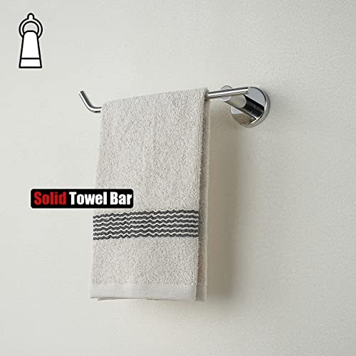 JQK Chrome Hand Towel Bar, Stainless Steel Towel Ring for Bathroom, 9 Inch Necklace Holder Matte Black Wall Mount Left Hand, TR101-CH - color: Chrome, size: 9 Inch (Left)
