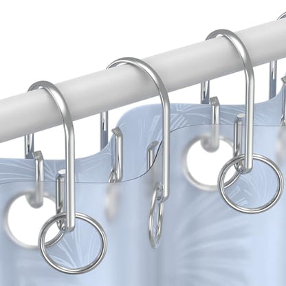 Chrome Shower Curtain Hooks Rings，Double Sided Shower Curtain Hooks Rust Proof，12 pcs Shower Hooks for Inside Shower，Smooth Sliding Anti-Drop Double Shower Rings for Curtain (Chrome) - color: Chrome