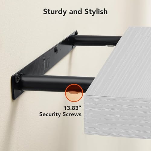 AMADA HOMEFURNISHING Floating Shelves Wall Mounted, 15 x 7 Inch Wall Shelves for Bathroom, Bedroom, Living Room, White Shelves Set of 2 - color: White, size: 15 inches