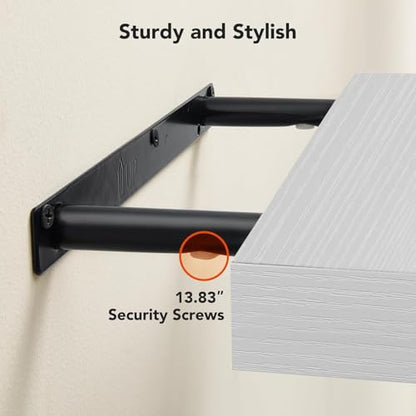 AMADA HOMEFURNISHING Floating Shelves Wall Mounted, 15 x 7 Inch Wall Shelves for Bathroom, Bedroom, Living Room, White Shelves Set of 2 - color: White, size: 15 inches