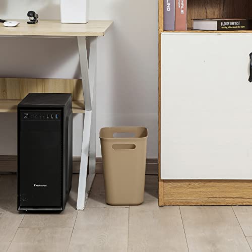 UUJOLY Plastic Small Trash Can Wastebasket, Garbage Container Basket for Bathrooms, Laundry Room, Kitchens, Offices, Kids Rooms, Dorms, 3.5 Gallon, Khaki | Compact Sturdy Garbage Can for Bathroom, Laundry Room, Kitchen, Office, Kids Room, Dorm, Durable, E