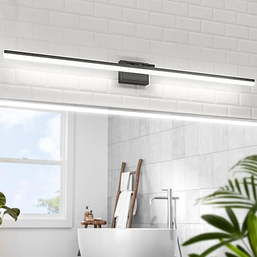 VOLISUN Modern Bathroom Vanity Light 55 inch, 45W Dimmable 5CCT Led Bathroom Light Fixture Over Mirror, Black Bar Vanity Light for Bathrooms Mirror Cabinets Bedroom - color: Black, size: 55 inch