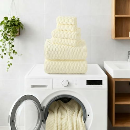 REDKISS Cream Microfiber Towels-35x70 Inches Oversized Bath Sheets, Extra Large Bath Towels Set, Super Soft Quick Dry Lint Free Absorbent Waffle Microfiber Shower Towels, 6 Pack - color: Beige 06, size: 6 Pack Large Towel Set