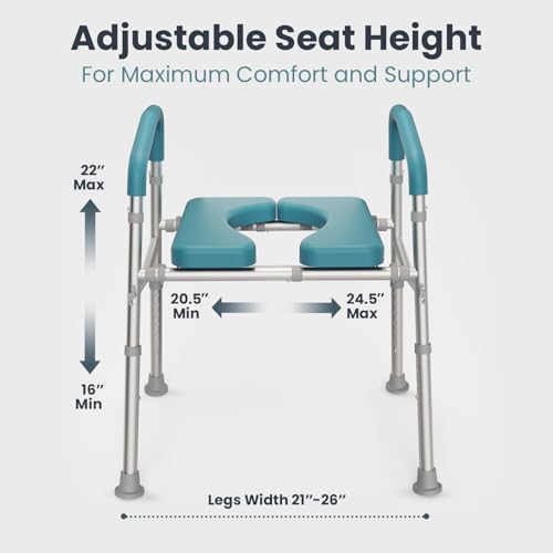 PELEGON Raised Toilet Seat with Handles (400lb) - Adjustable Height & Width Toilet Chair with Arms, Toilet Riser with Handles, Toilet Chair Over Toilet, Handicap Toilet Seat for Elderly (Grey) - color: Grey