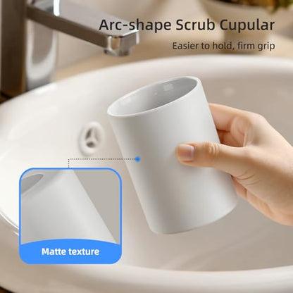 Toothbrush Cup 2PK, Non-Slip Plastic Bathroom Tumbler 13.75oz, Grey | Easy to clean 390ml plastic bathroom tumblers with non-slip pad. Durable, reusable toothbrush cups for home and travel - color: Grey, size: 2PCS