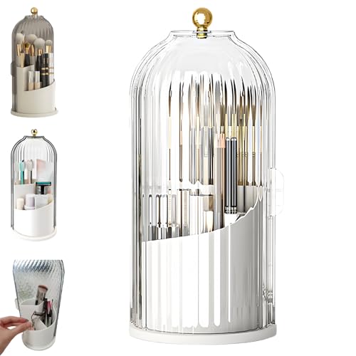 Concealed Toothbrush Holder, Rotating Bathroom Organizer Countertop | Toothbrush and Toothpaste Holders with Cover, Waterproof and Dustproof, 360° Rotating Base, for Bathroom Countertop - color: 1pcs White