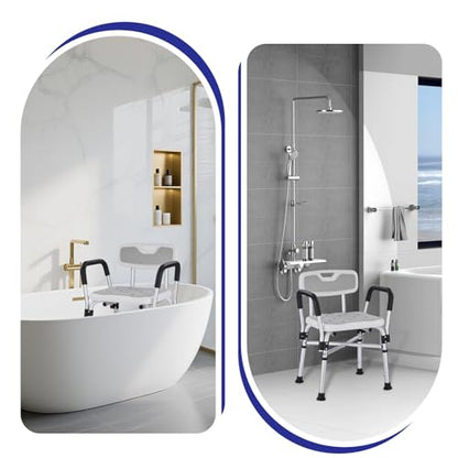 Shower Chair for Elderly and Disabled Inside Shower,Gray | 6-Height AdjustableShower Seat for Inside Tub,Shower Chair with Arms and Back 400 LB Heavy Duty - color: Gray